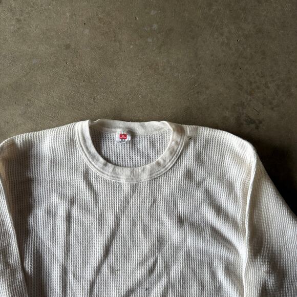 VINTAGE 80S HANES WAFFLE KNIT THERMAL WARM OUTDOORS LAYERS GRUNGE MENS XL - Picture 2 of 5